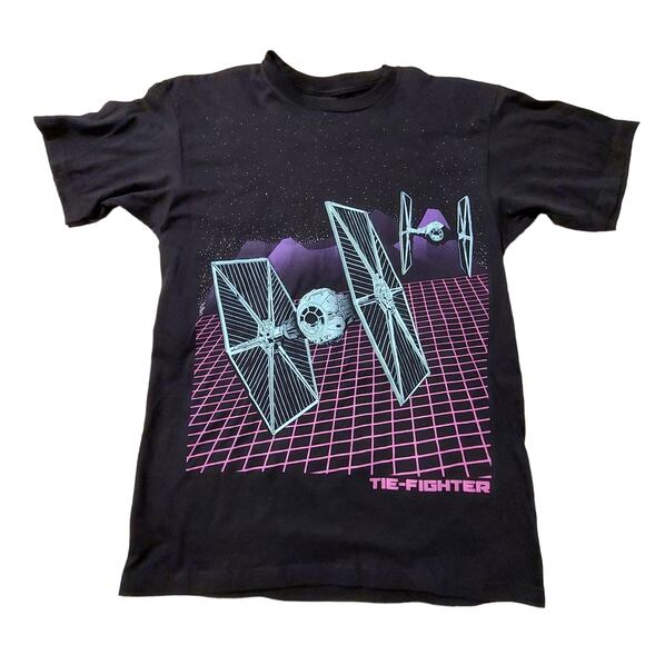 Star Wars Shirt Mens Large Tie-Fighter Black Short Sleeve Tee - Picture 2 of 4